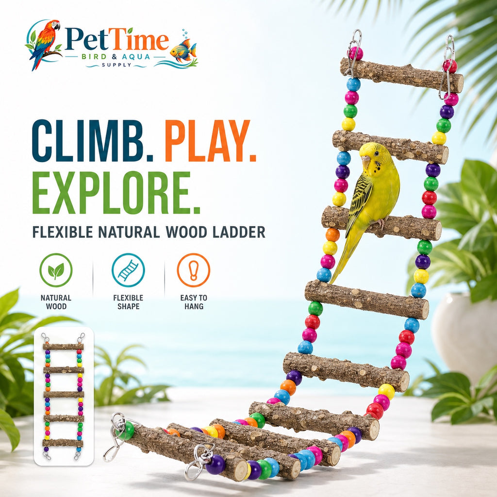 Flexible Bird Ladder Bridge for Cage, Natural Prickly Ash Wood