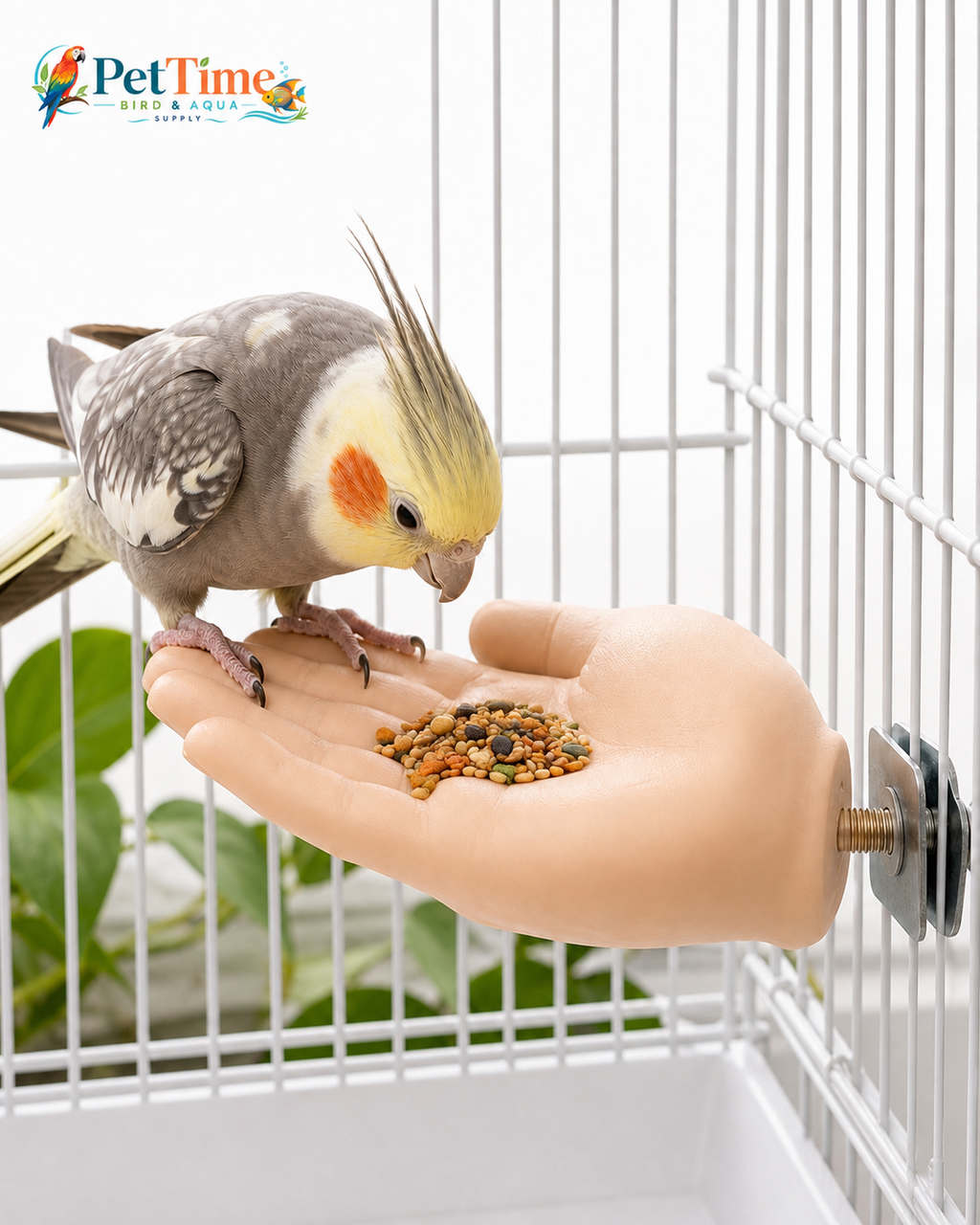 Parrot Training Hand Perch for Cage, Fake Hand Step-Up Practice Stand