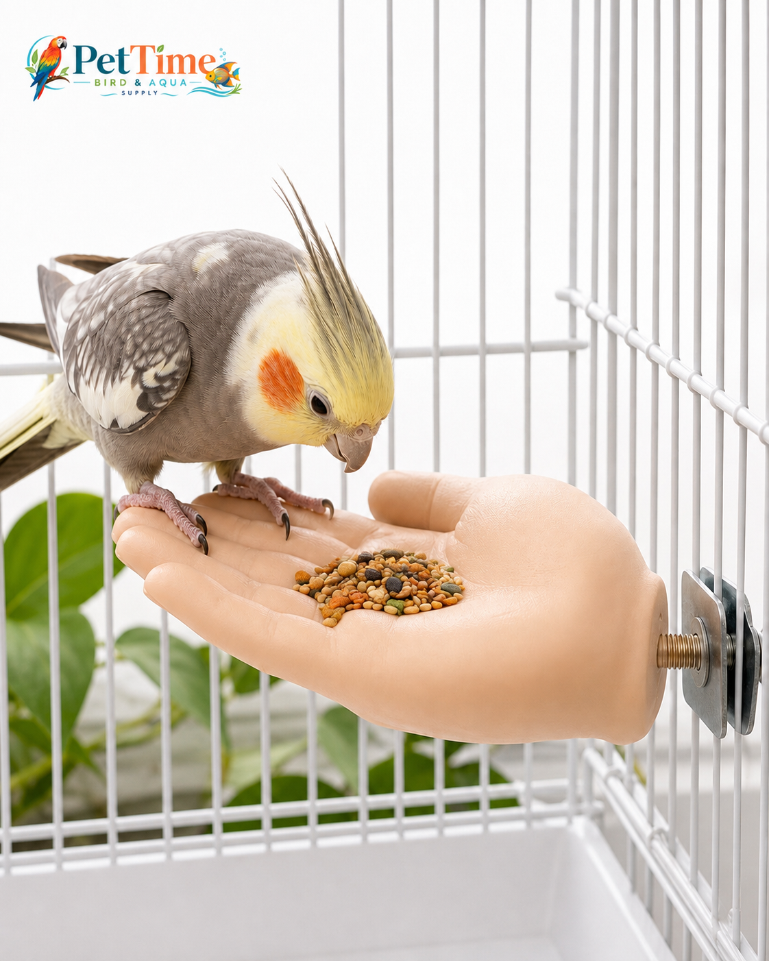 Parrot Training Hand Perch for Cage, Fake Hand Step-Up Practice Stand