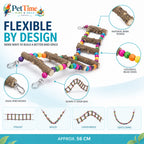 Flexible Bird Ladder Bridge for Cage, Natural Prickly Ash Wood