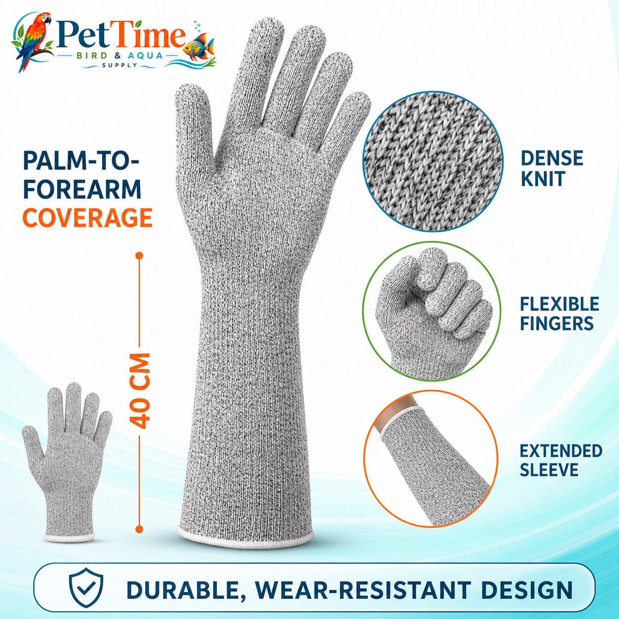Pet Handling Gloves Bite Proof, 15.7 in Bird/Parrot/Dog/Cat/Lizard