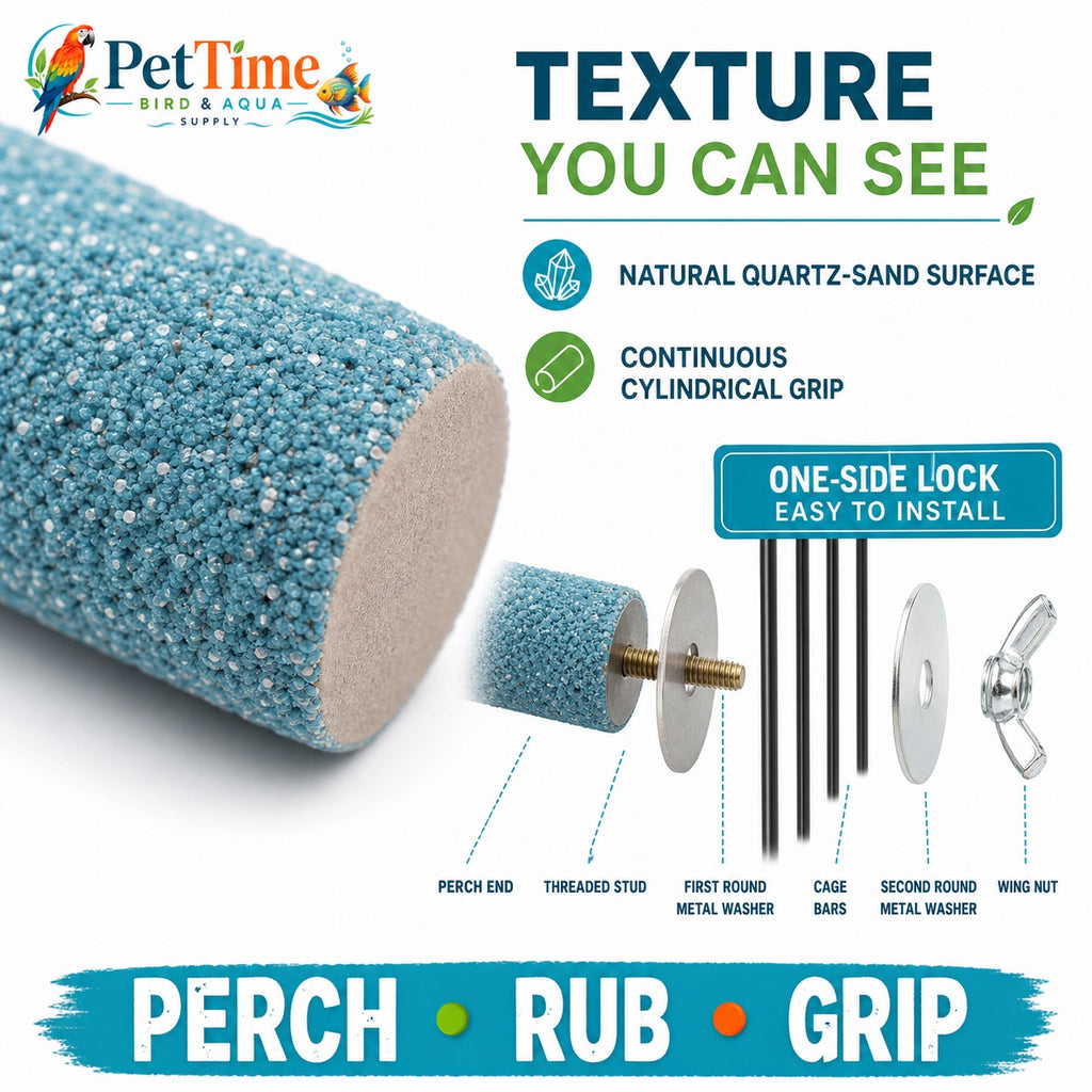 Quartz Sand Bird Grooming Perch for Cage for Beak Rubbing and Nail Contact