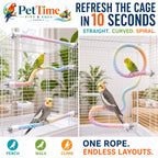 Flexible Cotton Rope Bird Perch, 3 PCS Twistable Gradient Cage Climbing Route