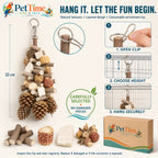 Hanging Multi-Texture Bird Chewing Toy with Apple Wood, Corn Cob and Cuttlebone, Cage Shredding and Climbing Toy