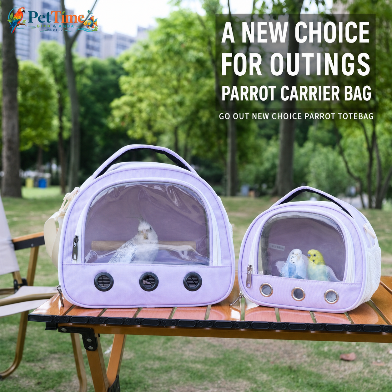 Small Bird Carrier Bag with Panoramic Clear Window, Breathable Parrot Travel Carrier