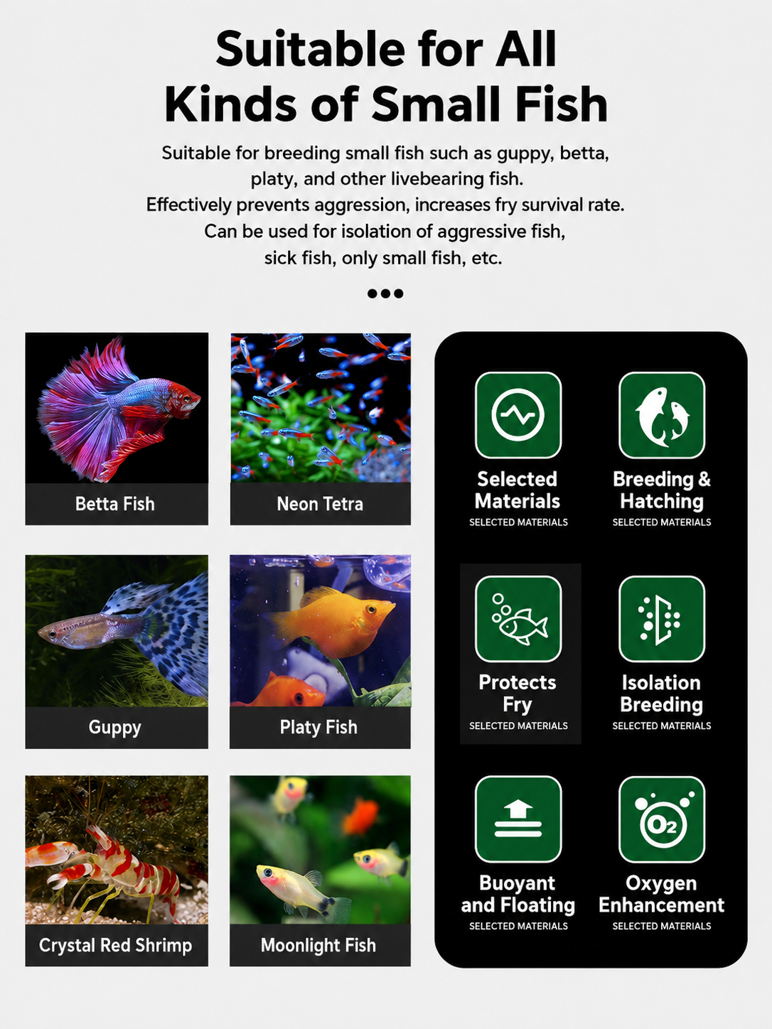 Aquarium Breeder Box for Baby Fish, In-Tank Guppy Birthing and Fish Isolation Box