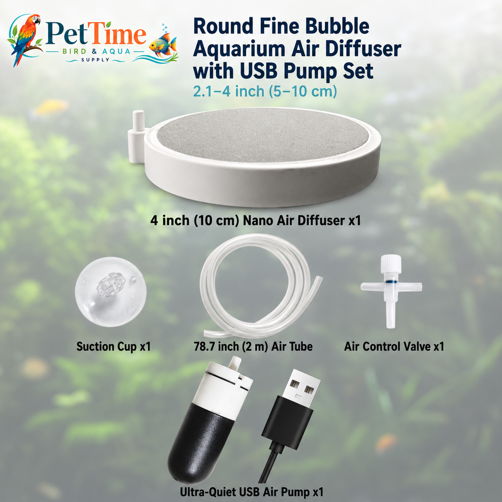 Round Fine Bubble Aquarium Air Diffuser with usb Pump Set 2.1-4"(5-10cm)