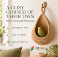Hanging Bird Nest Basket for Small Birds, Teardrop Woven Parrot Resting Nook