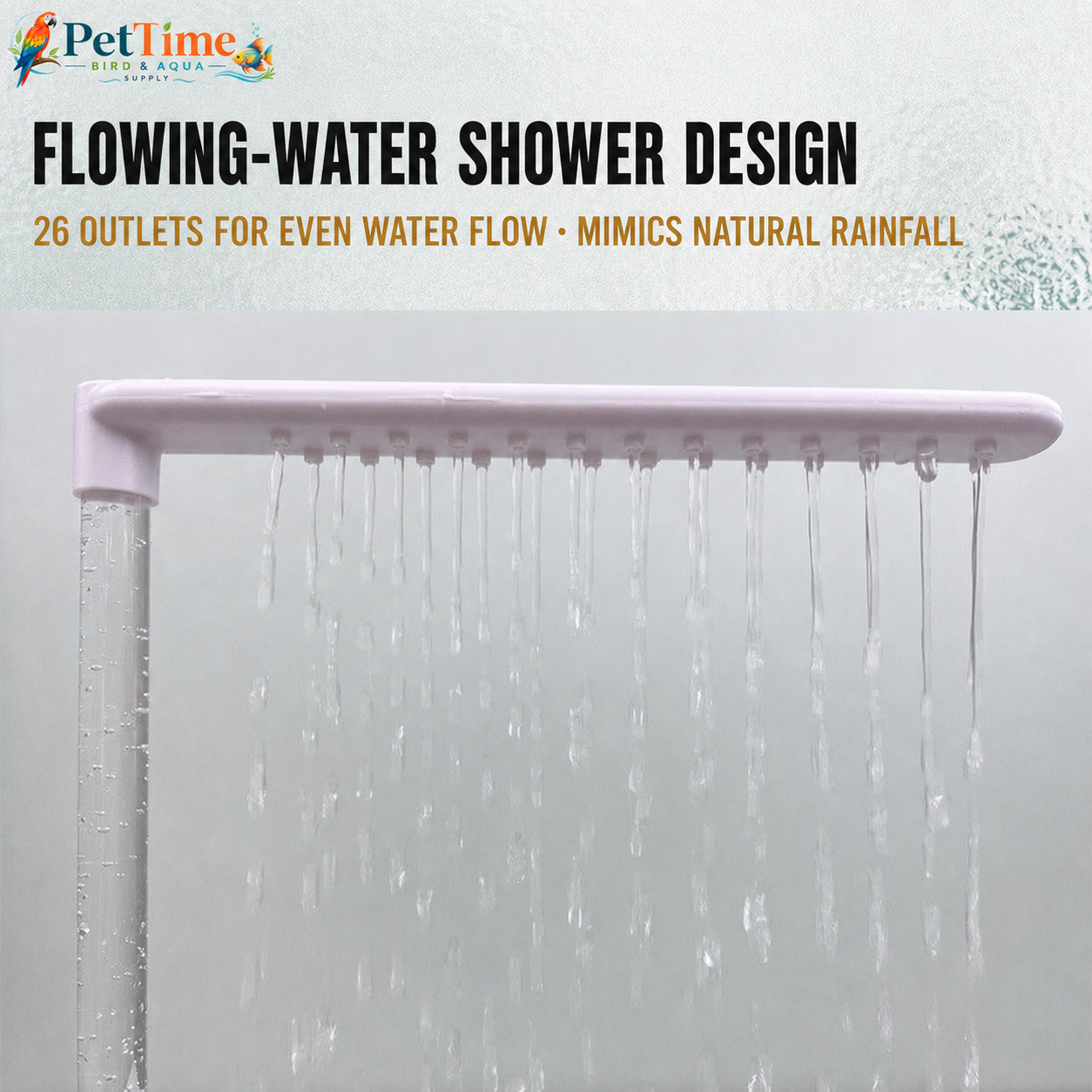 Automatic Bird Bath with Pump, 26-Hole Rain Shower Parrot Bath