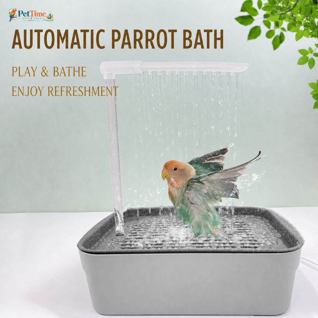 Automatic Bird Bath with Pump, 26-Hole Rain Shower Parrot Bath