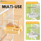 2-in-1 External Bird Bath and Feeder for Cage, Clear Parrot Bathtub