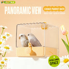 2-in-1 External Bird Bath and Feeder for Cage, Clear Parrot Bathtub