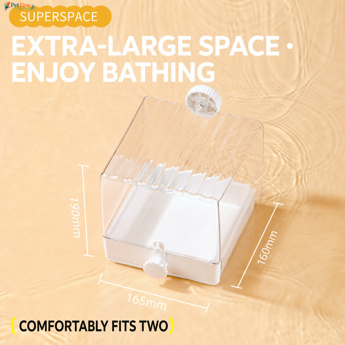 2-in-1 External Bird Bath and Feeder for Cage, Clear Parrot Bathtub