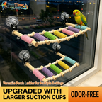 Window Suction Cup Bird Perch and Rope Ladder, Window Parrot Climbing Toy