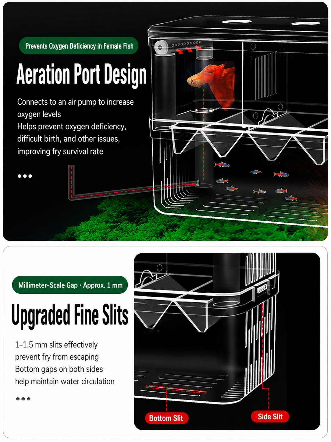Aquarium Breeder Box for Baby Fish, In-Tank Guppy Birthing and Fish Isolation Box