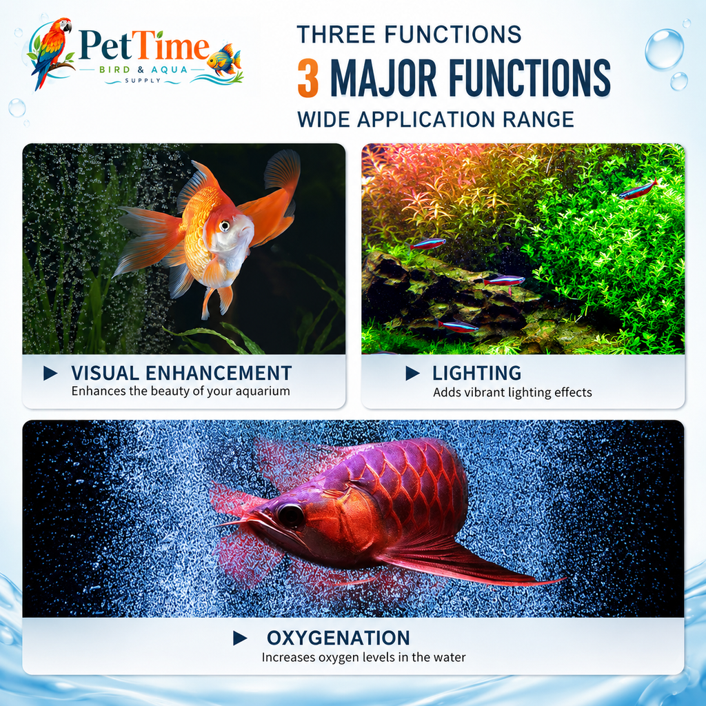 Multi-Size Aquarium LED Bubble Bar with Light, USB Color-Changing