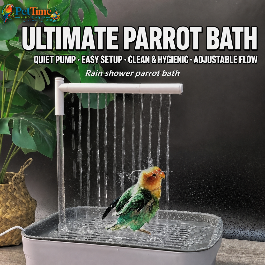 Automatic Bird Bath with Pump, 26-Hole Rain Shower Parrot Bath