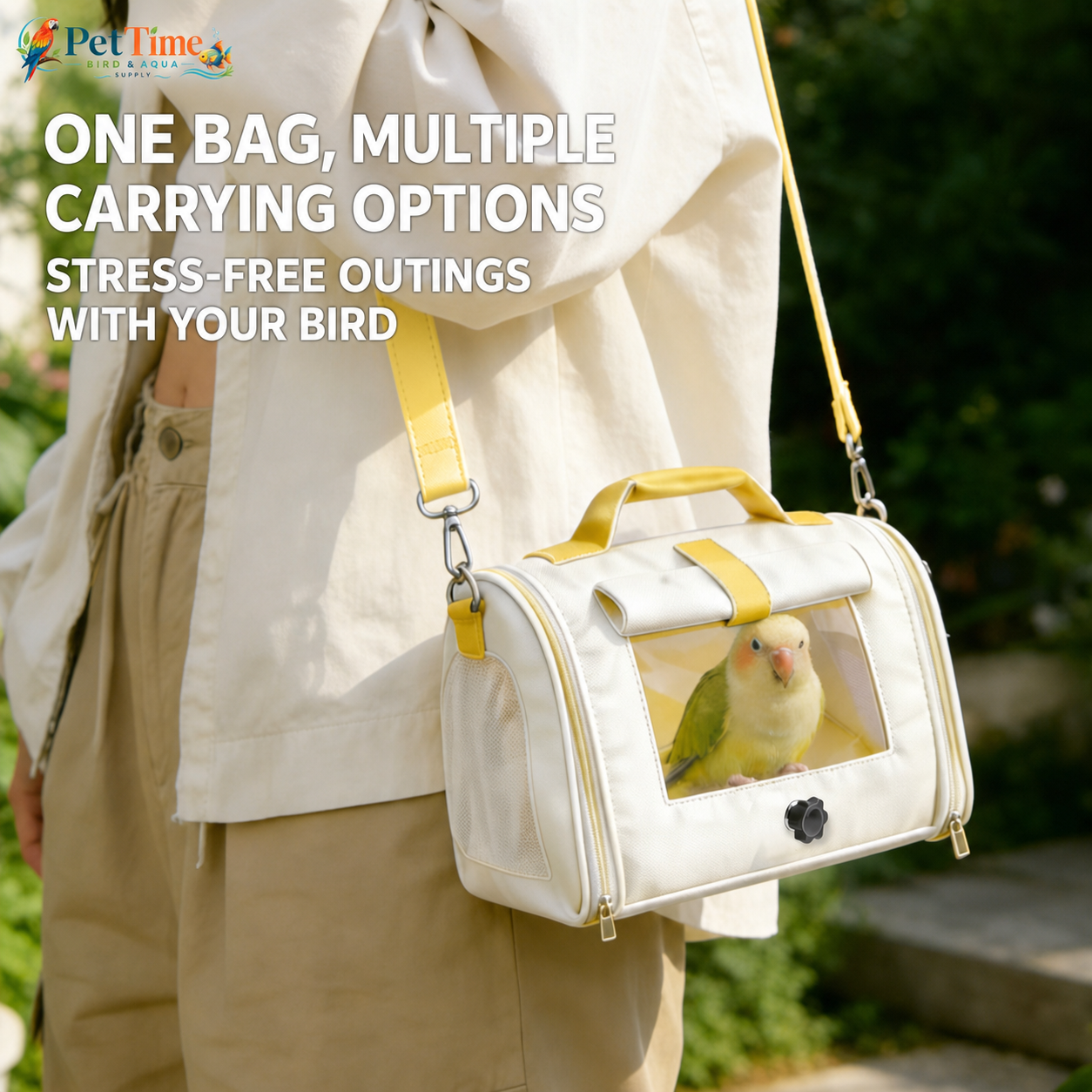 Small Bird Carrier with Clear Window, Compact Bird Travel Bag