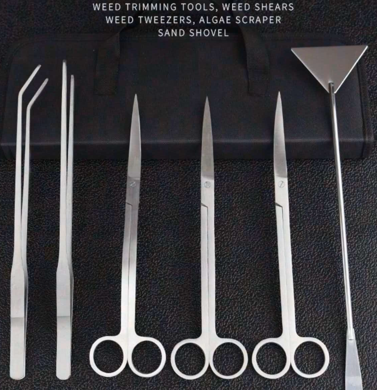6-Piece Aquascaping Tools Kit, Stainless Steel Aquarium Scissors, Tweezers and Double-Ended Substrate Spatula