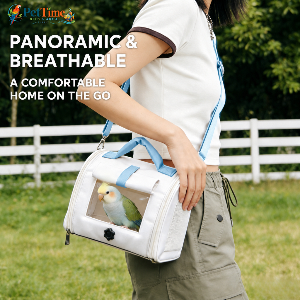 Small Bird Carrier with Clear Window, Compact Bird Travel Bag