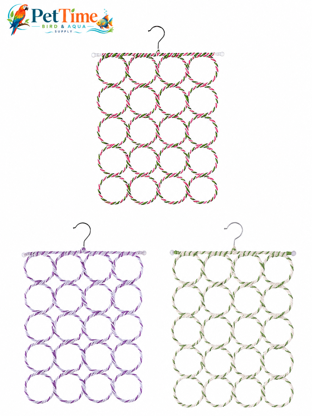 28-Ring Bird Climbing Net, Foldable Bird Rope Swing and Activity Net
