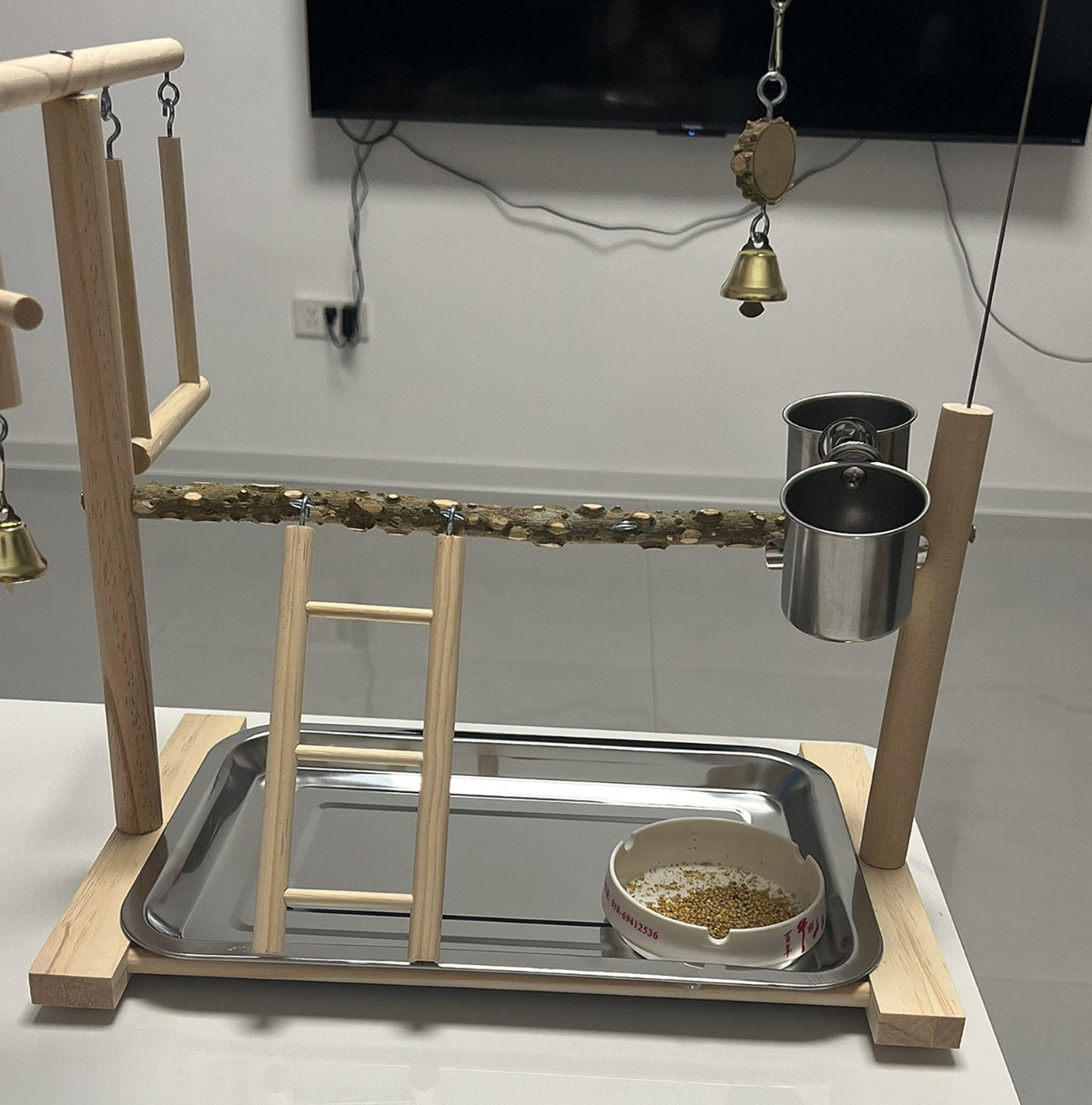 Table Top Bird Play Stand with Pepper Wood Perches, Parrot Playground
