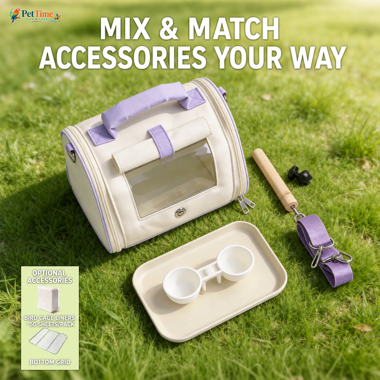 Small Bird Carrier with Clear Window, Compact Bird Travel Bag