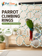 28-Ring Bird Climbing Net, Foldable Bird Rope Swing and Activity Net
