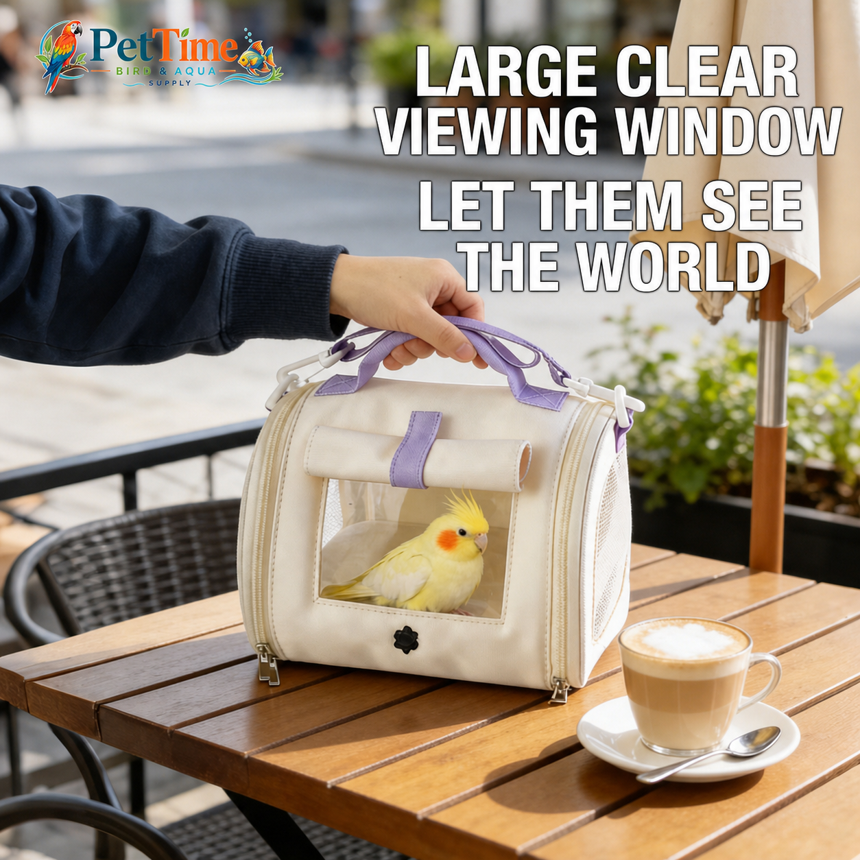 Small Bird Carrier with Clear Window, Compact Bird Travel Bag