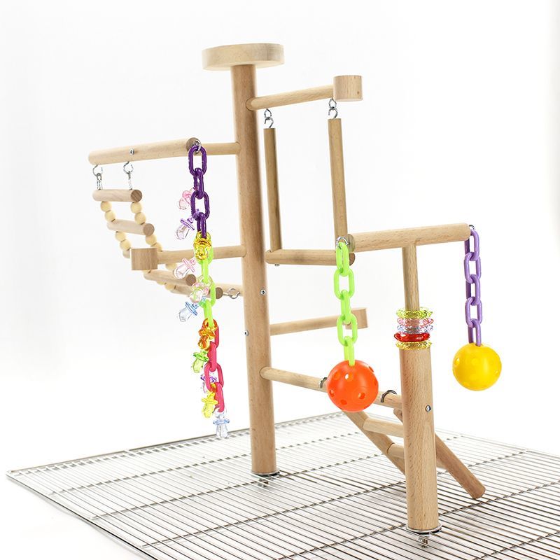 Table Top Parrot Playground, Multi-Level Wooden Parrot Playground with Perches