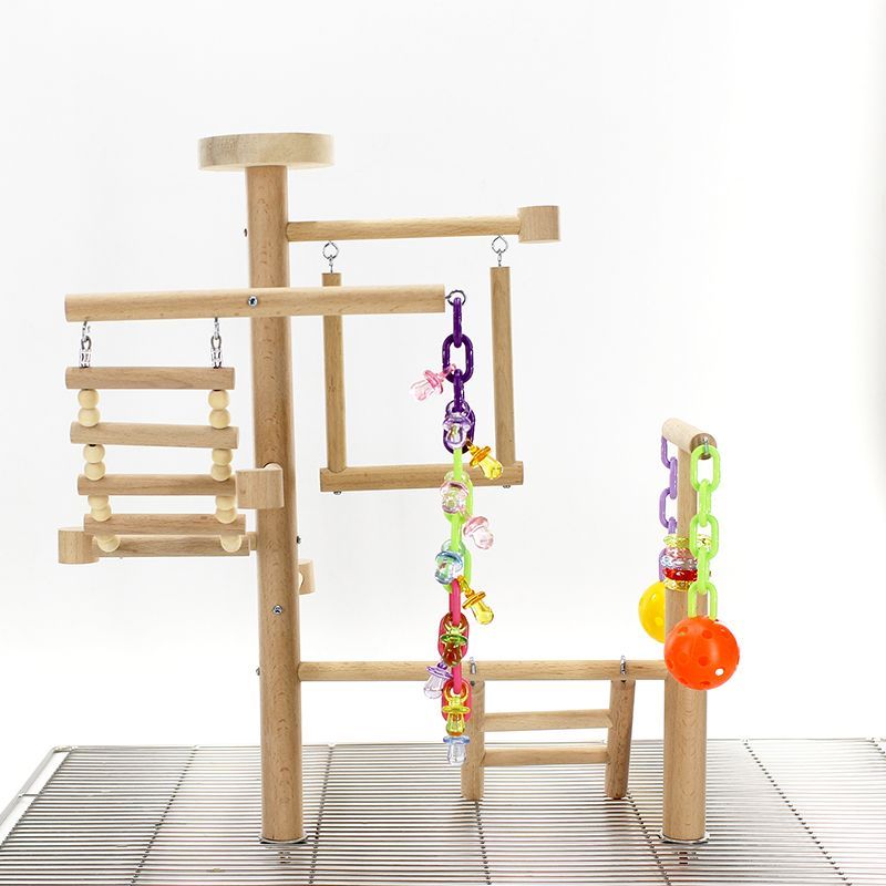 Table Top Parrot Playground, Multi-Level Wooden Parrot Playground with Perches