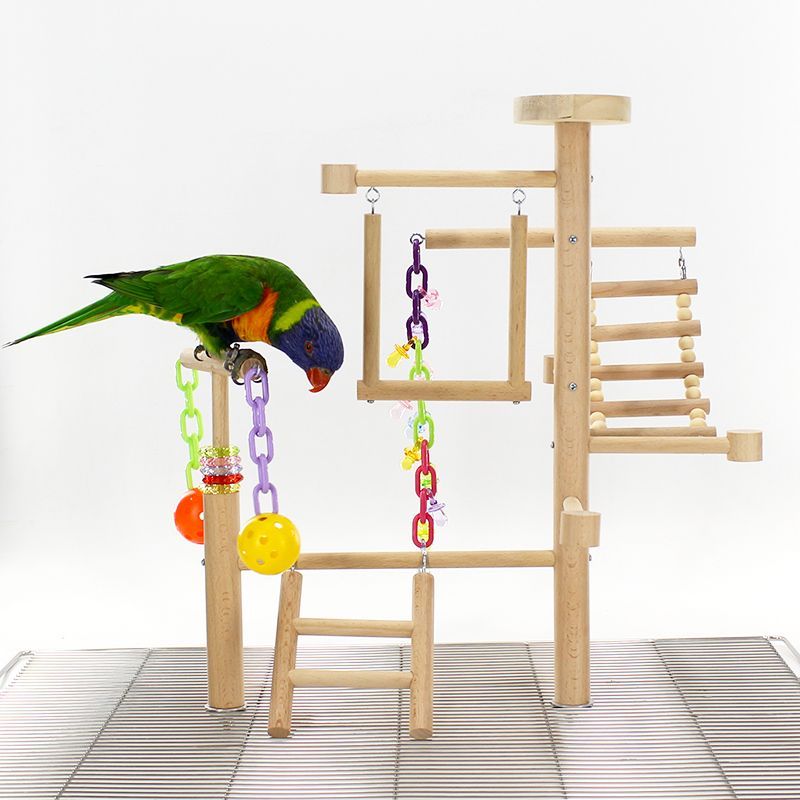 Table Top Parrot Playground, Multi-Level Wooden Parrot Playground with Perches