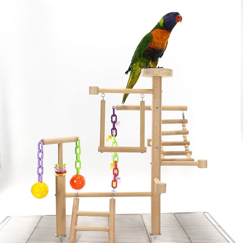 Table Top Parrot Playground, Multi-Level Wooden Parrot Playground with Perches
