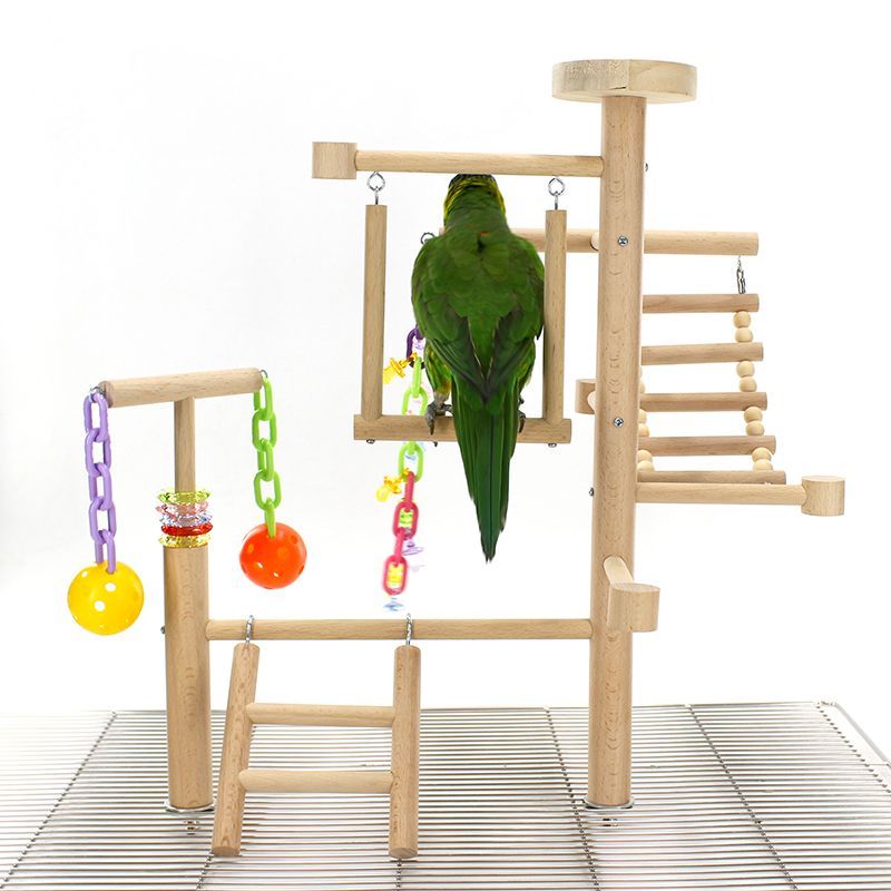 Table Top Parrot Playground, Multi-Level Wooden Parrot Playground with Perches