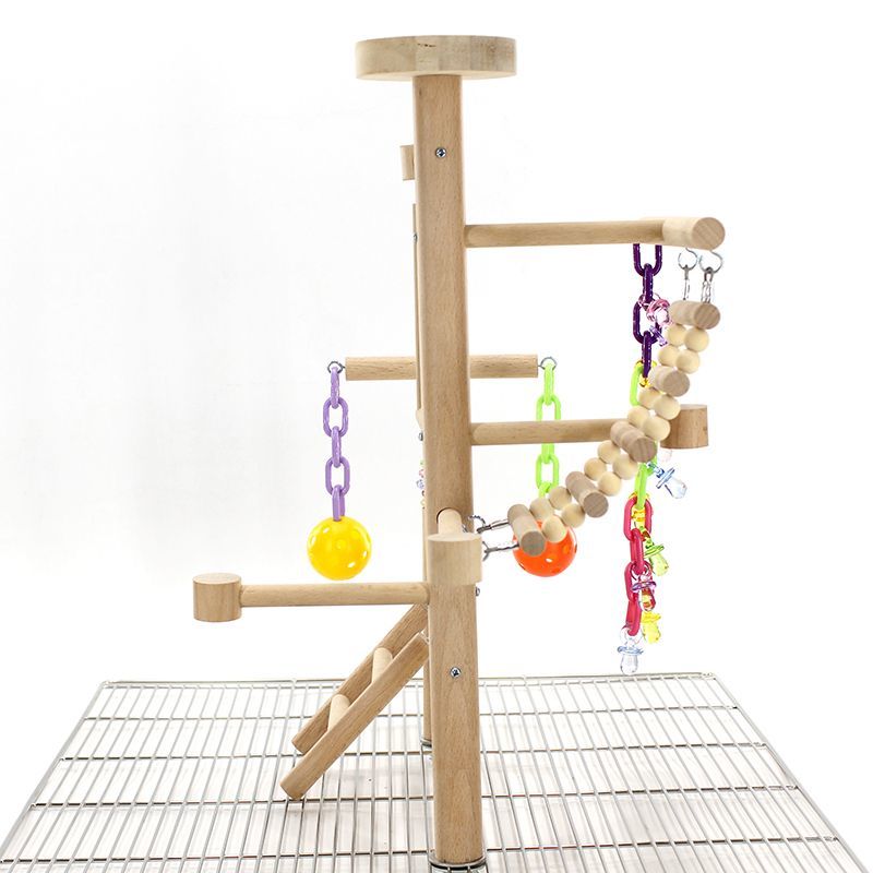 Table Top Parrot Playground, Multi-Level Wooden Parrot Playground with Perches