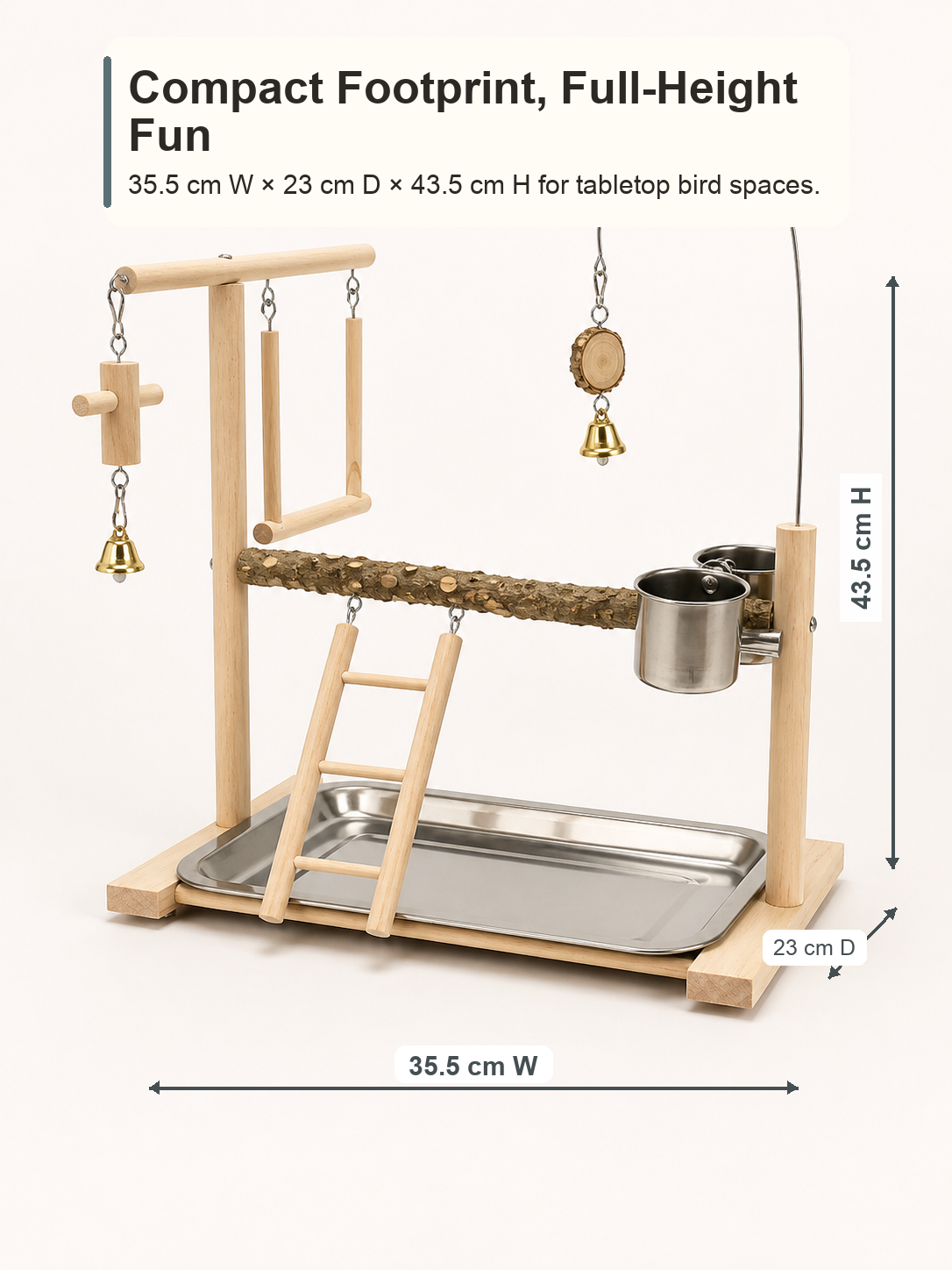 Table Top Bird Play Stand with Pepper Wood Perches, Parrot Playground