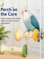 Tafit Ceramic Bird Perch, Apple Core Shaped Parrot Nail Care