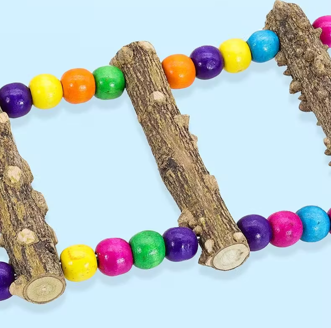 Flexible Bird Ladder Bridge for Cage, Natural Prickly Ash Wood