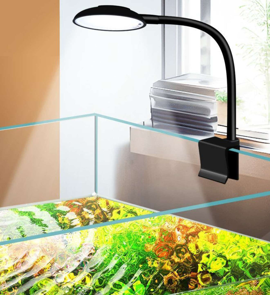 7W USB Clip-On Aquarium Light, 3-Mode Dimmable LED Fish Tank Lamp
