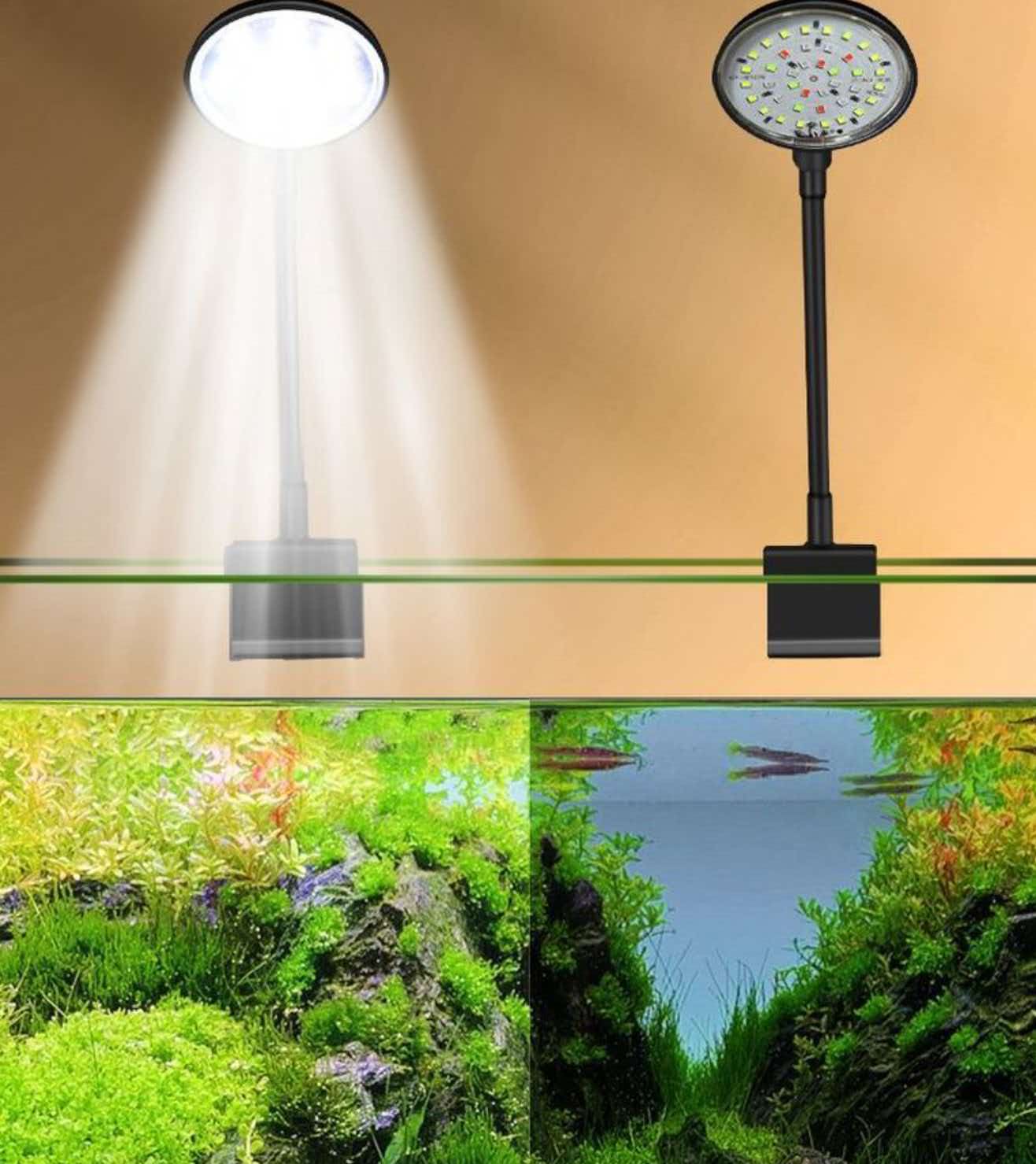 7W USB Clip-On Aquarium Light, 3-Mode Dimmable LED Fish Tank Lamp