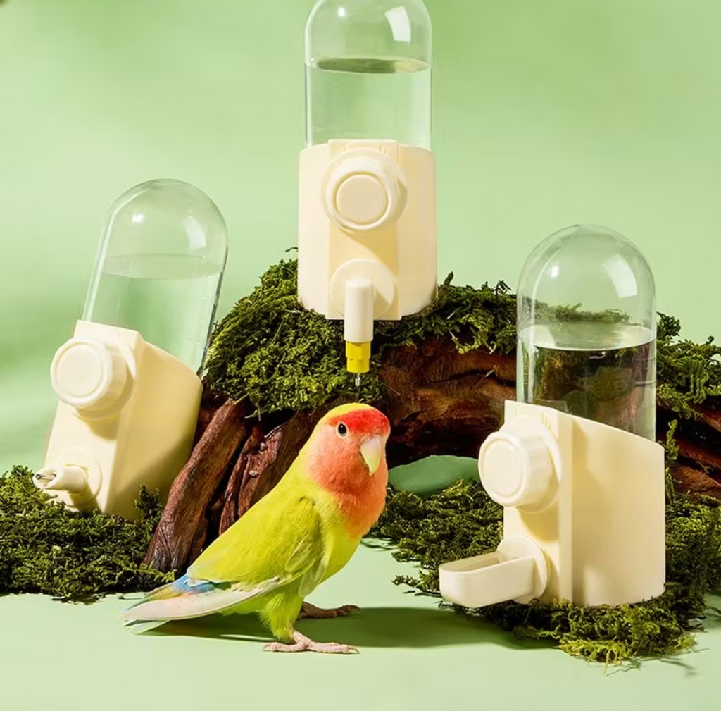 3-in-1 Bird Water Dispenser for Cage, 240ml Automatic Bird Waterer with Cup