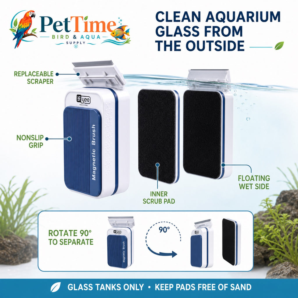 Magnetic Floating Dual-Piece Aquarium Glass Cleaner with Replaceable Algae Scraper