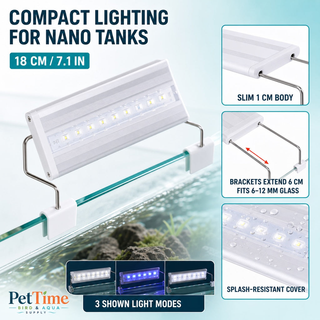 7-Inch Clip-On Aquarium LED Light, Slim 3-Mode Fish Tank Lamp