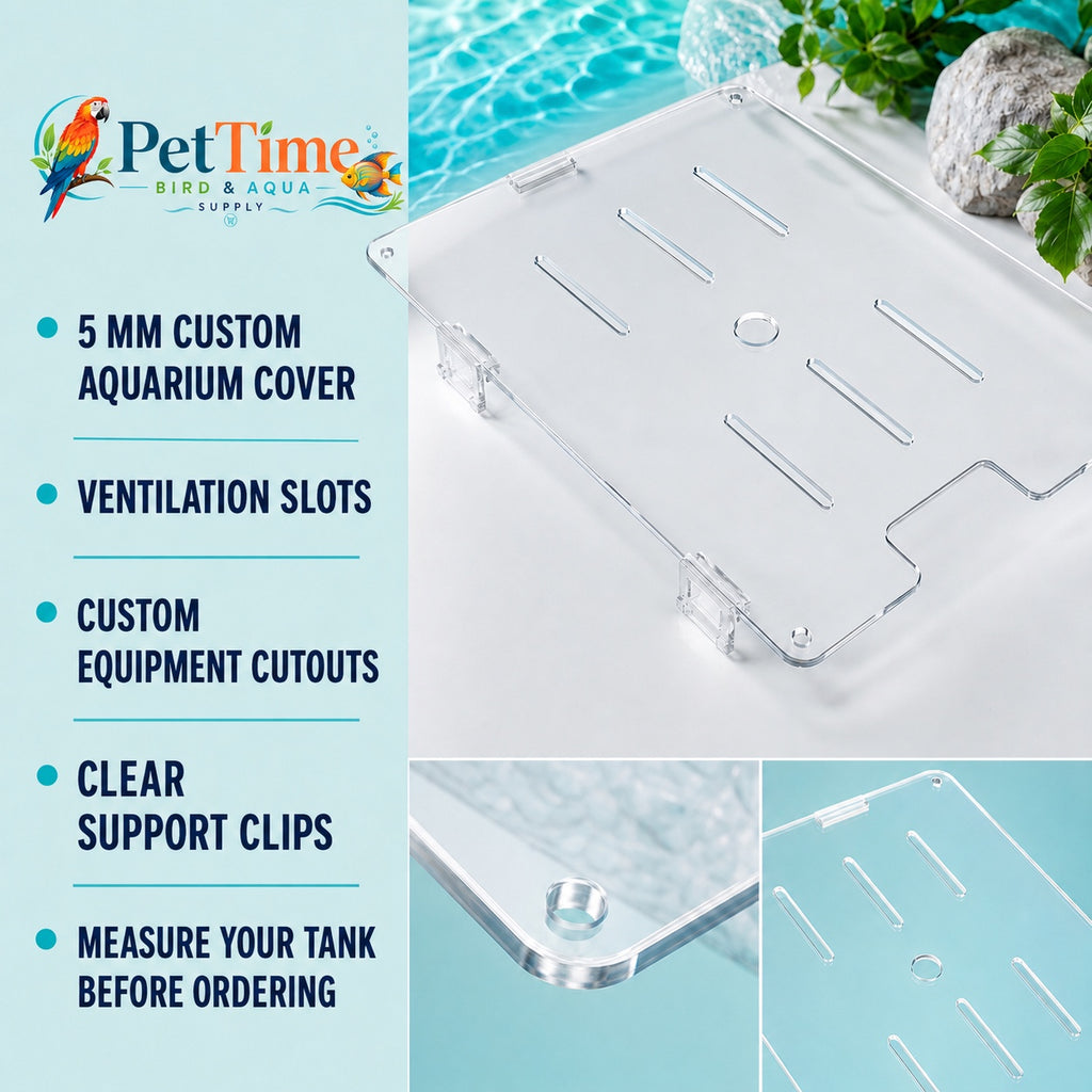 Custom-Cut Clear Aquarium Top, 5mm PC Fish Tank Lid with Filter Openings
