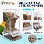 No-Mess Feeder with Seed Catcher for Cage,  Clear Gravity-Fed Seed Saver