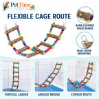 Flexible Bird Ladder Bridge for Cage, Natural Prickly Ash Wood