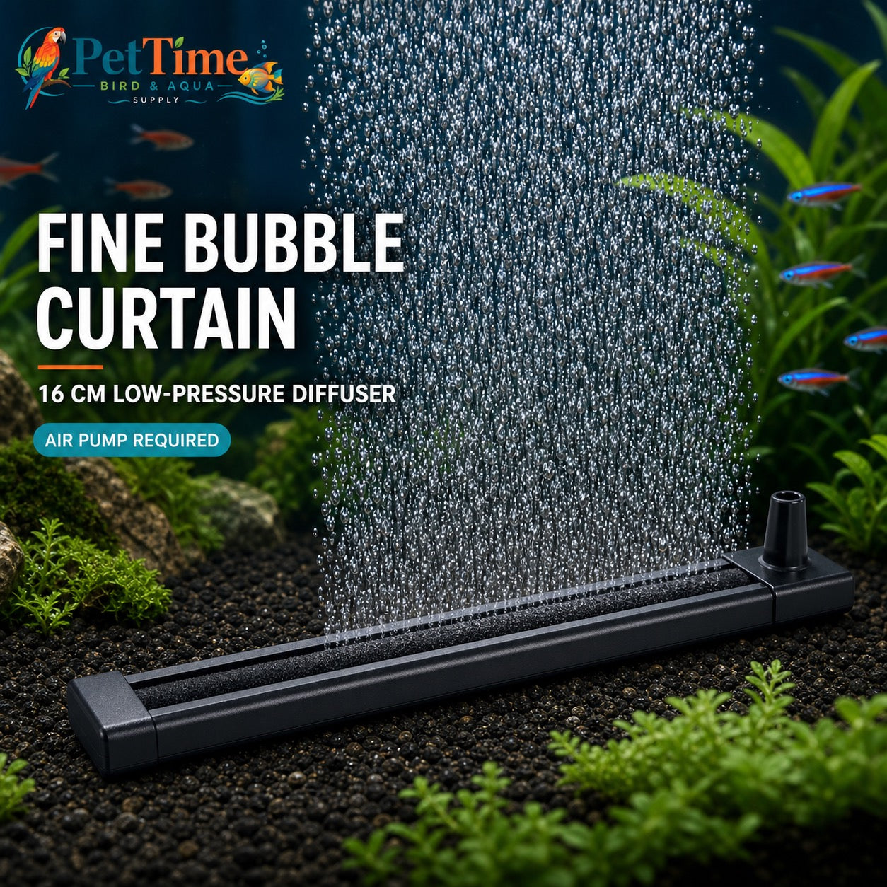 6.3-Inch Aquarium Bubble Wall Air Stone Bar, Air Diffuser Bar