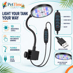 7W USB Clip-On Aquarium Light, 3-Mode Dimmable LED Fish Tank Lamp