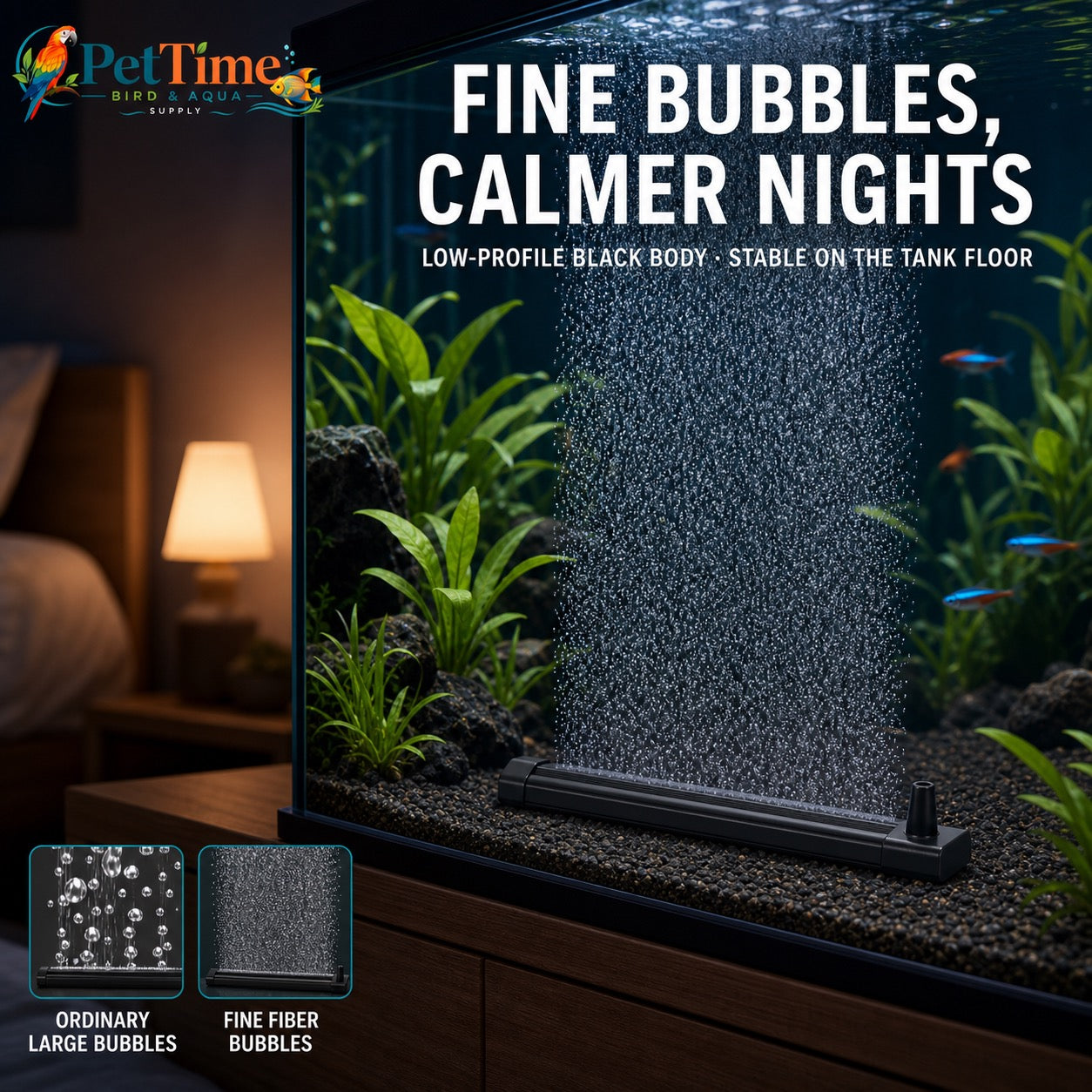 6.3-Inch Aquarium Bubble Wall Air Stone Bar, Air Diffuser Bar