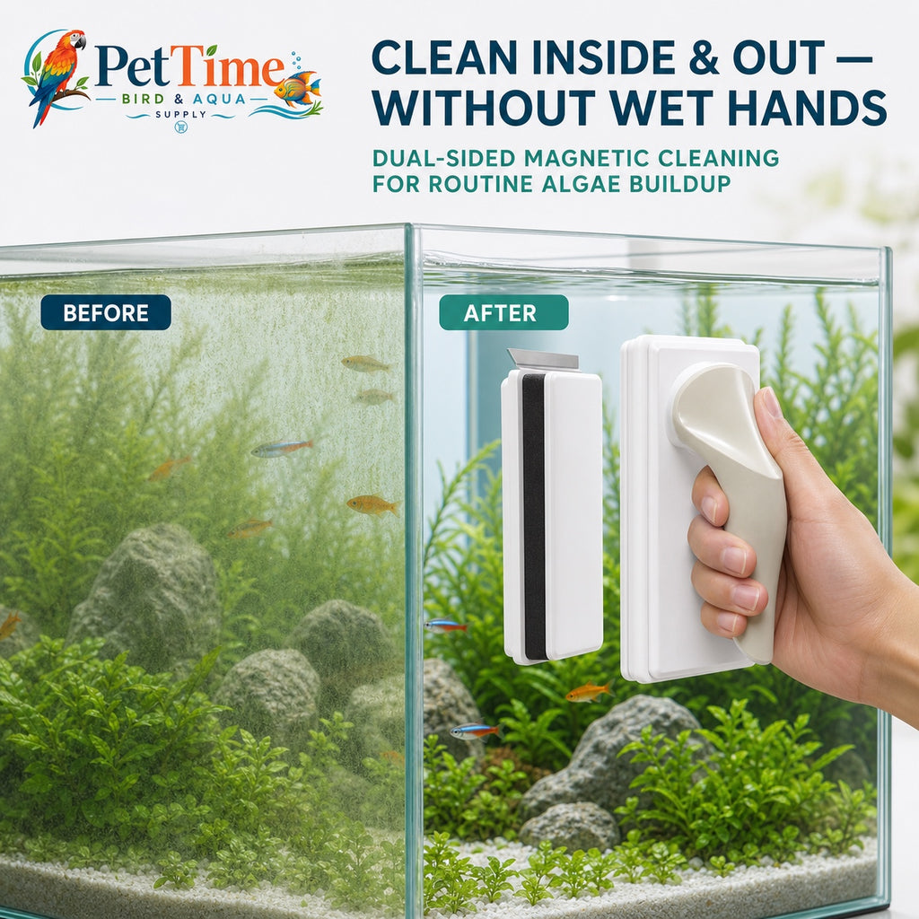 Magnetic Floating Dual-Piece Aquarium Glass Cleaner with Replaceable Algae Scraper
